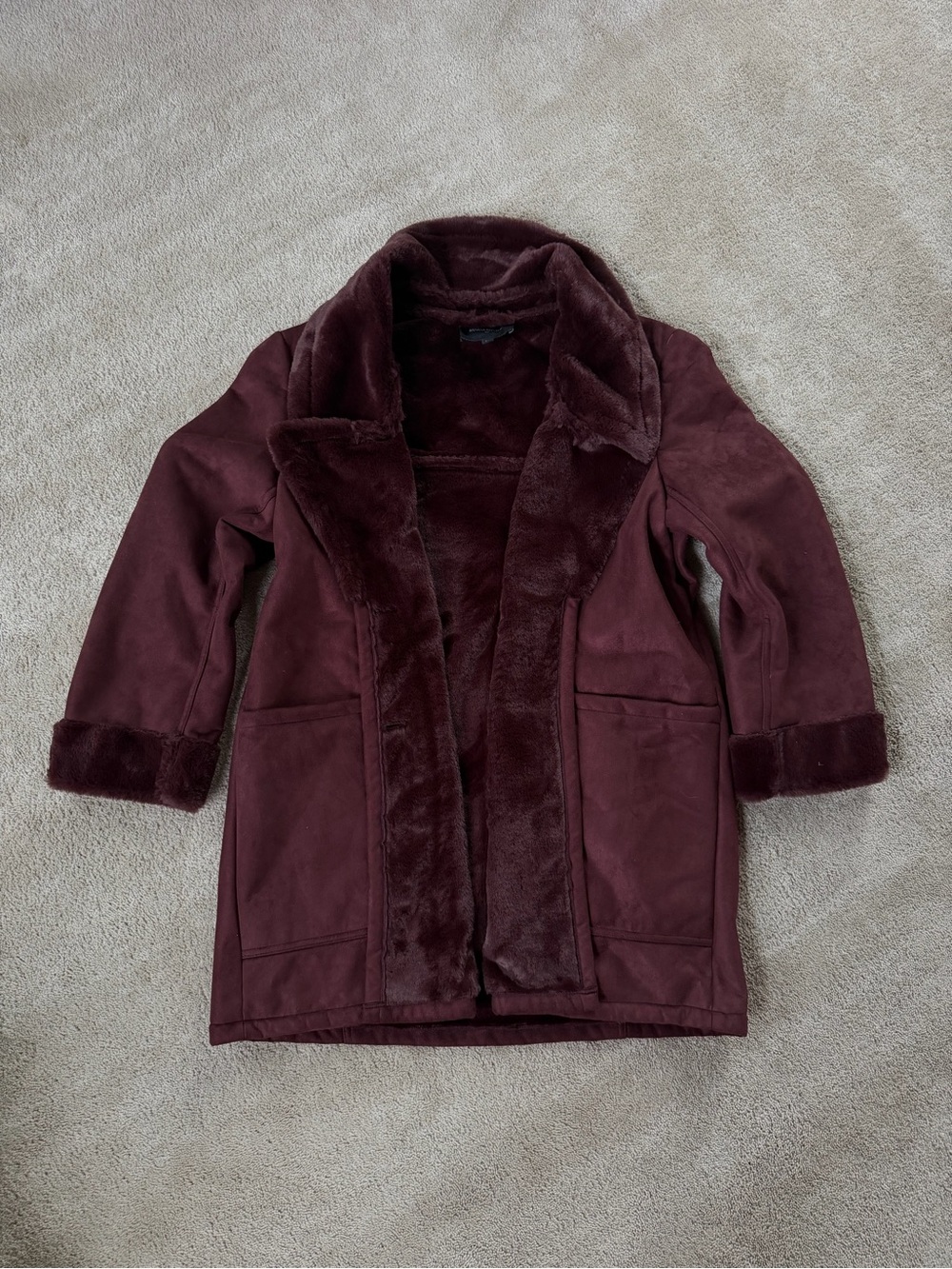Banana Republic Burgundy Faux-Shearling Teddy Jacket
